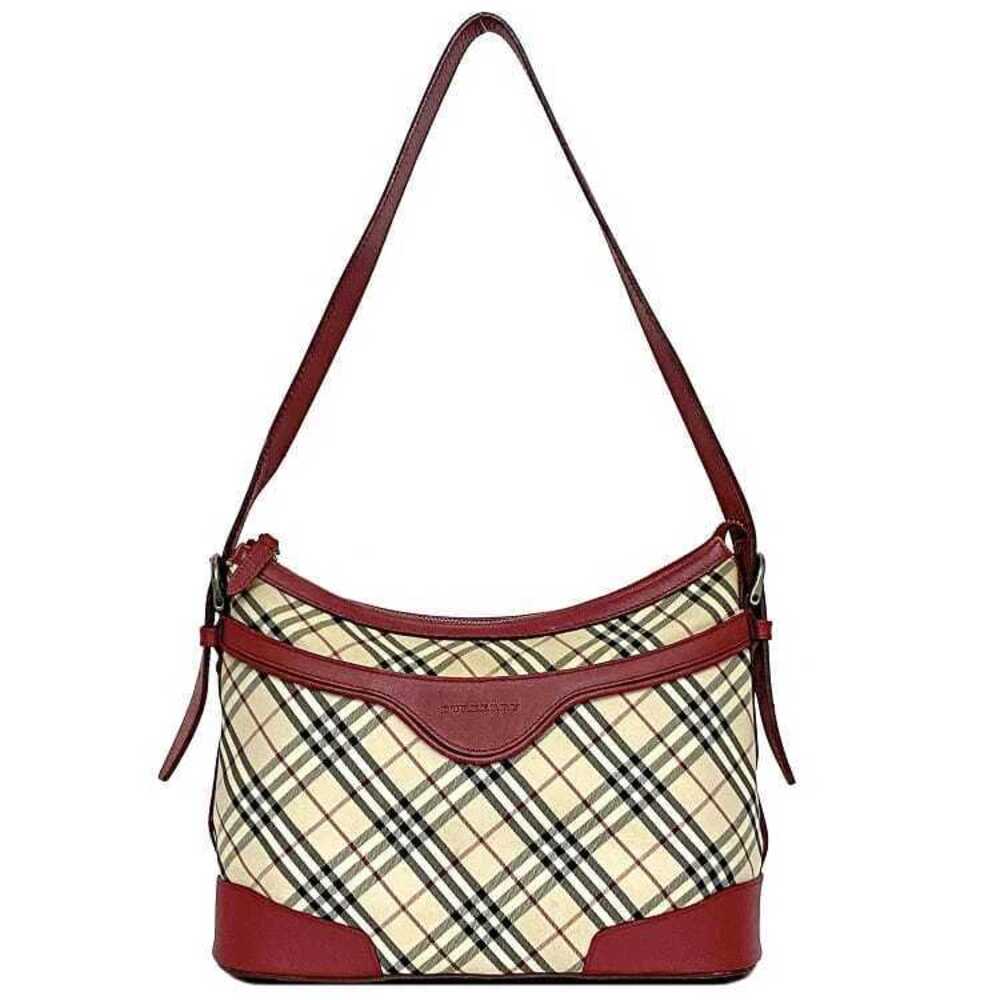 Burberry Shoulder Bag Bordeaux Red Beige Check Shoulder Handbag Zipper